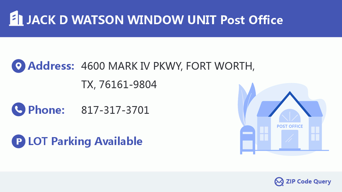 Post Office:JACK D WATSON WINDOW UNIT